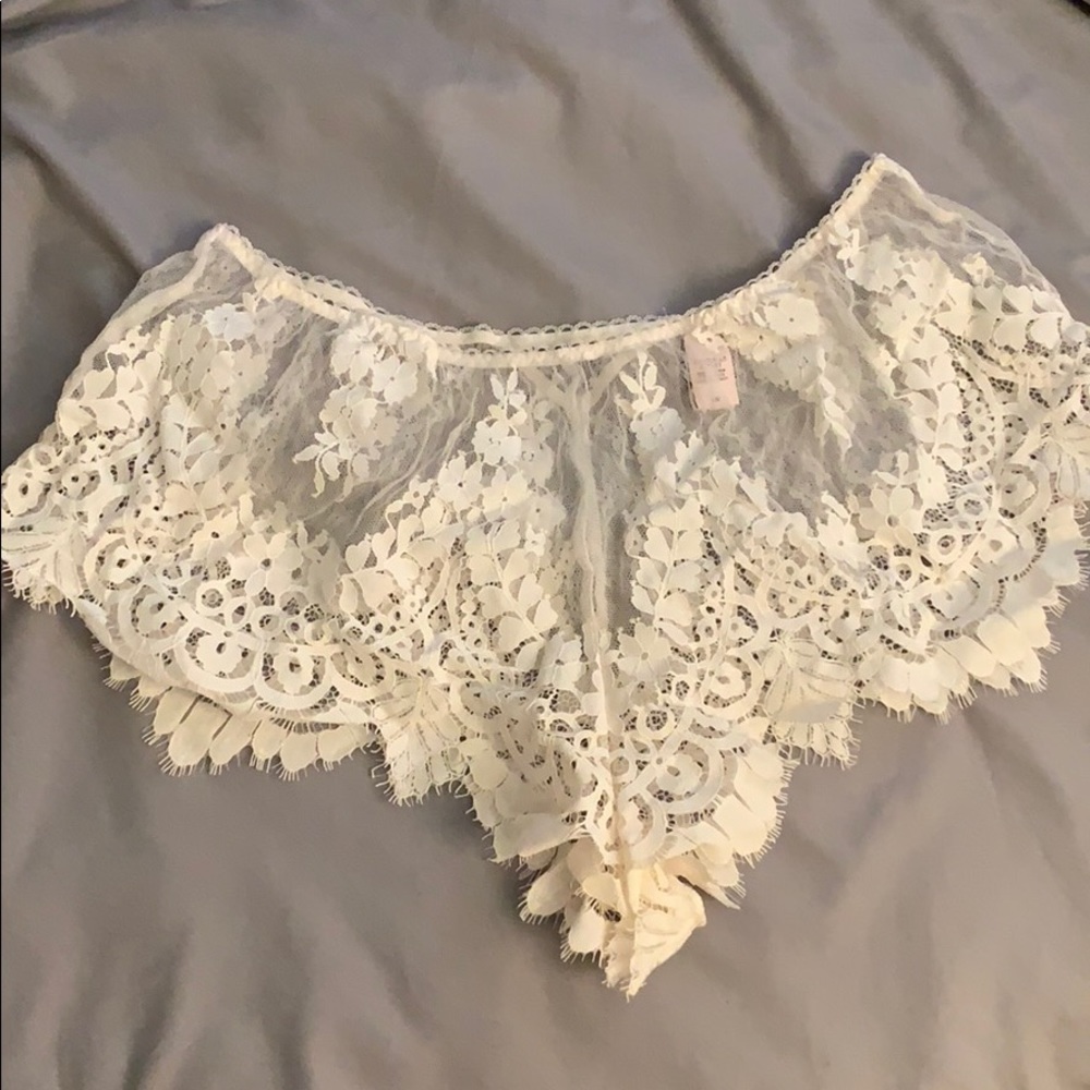 Victoria secret white lace shorts